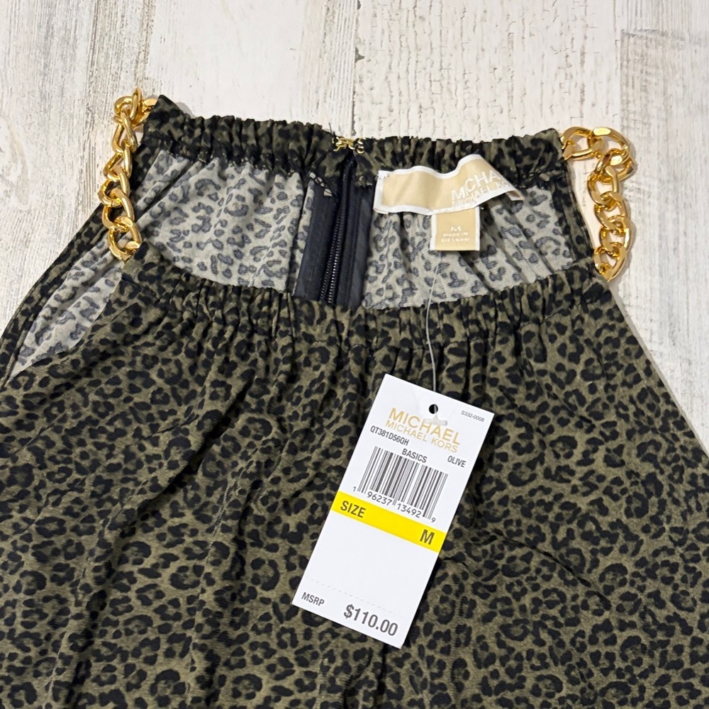 MICHAEL Michael Kors Black and Green Leopard Print Dress Size M NWT - Picture 2 of 8